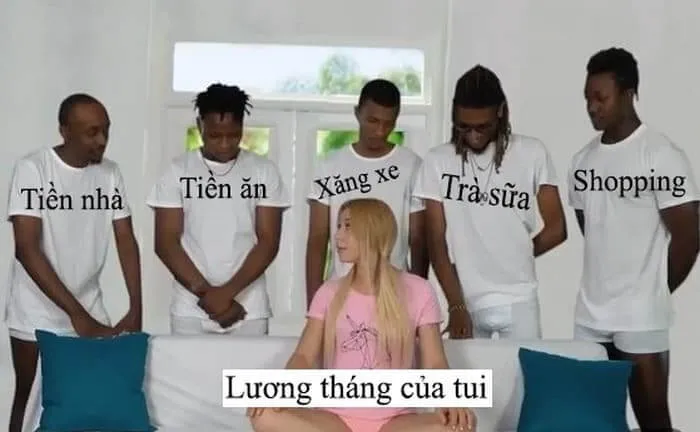 Ảnh chế 5 anh da đen đứng sau cô gái da trắng