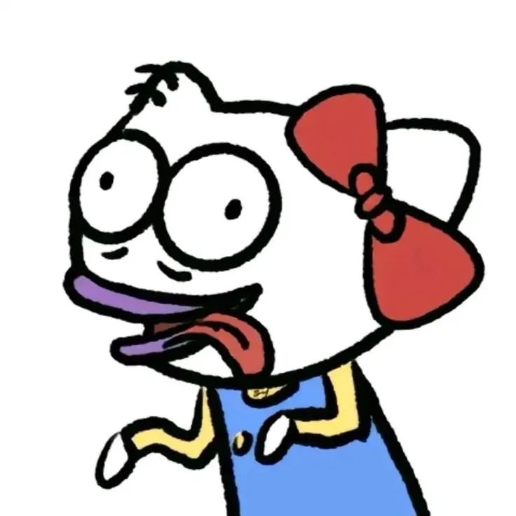 Avatar mèo hồng vui vẻ nụ cười sáng.