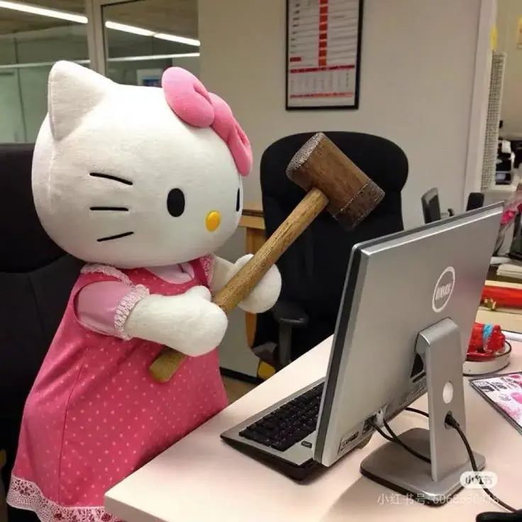 Meme hình ảnh Kitty ngạc nhiên cực kỳ hài hước.