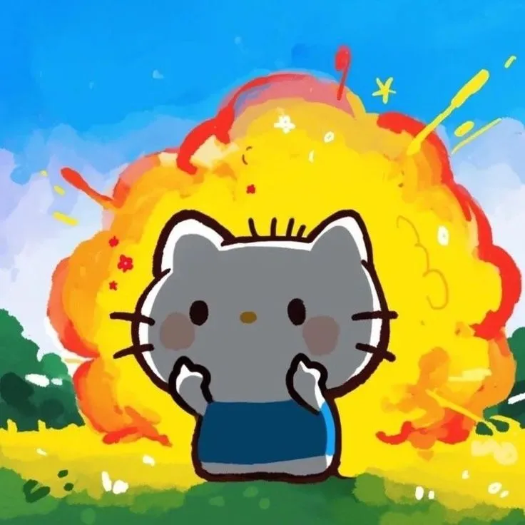 Meme vui Kitty ánh mắt thất thần hài hước viral.