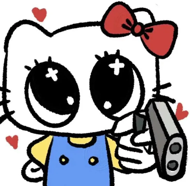 Ảnh Hello Kitty cầm súng chỉa vào màn hình