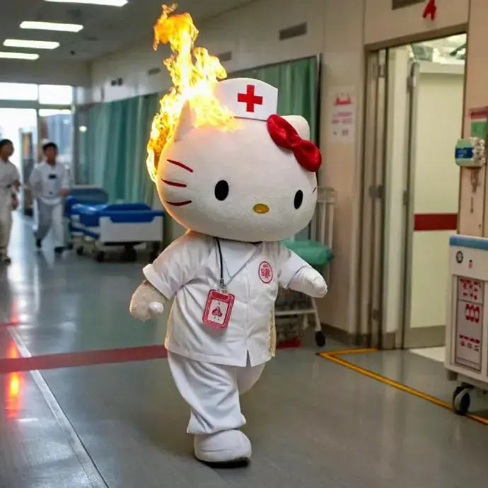 Ảnh chế y tá Hello Kitty mặc đồ y tá