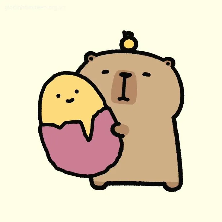 Hình capybara tí hon đáng yêu dễ mến.