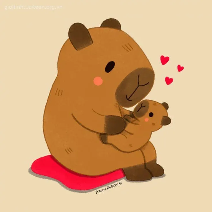 Hình capybara chibi nhỏ nhắn dễ thương.