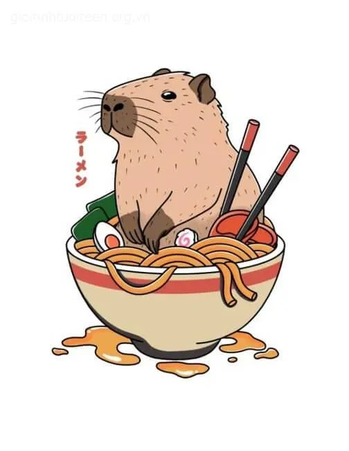 Capybara chibi nhỏ nhắn siêu đáng yêu.