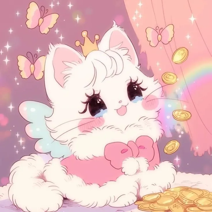 Avatar mèo kawaii trong sáng vẻ ngoài tinh khôi.