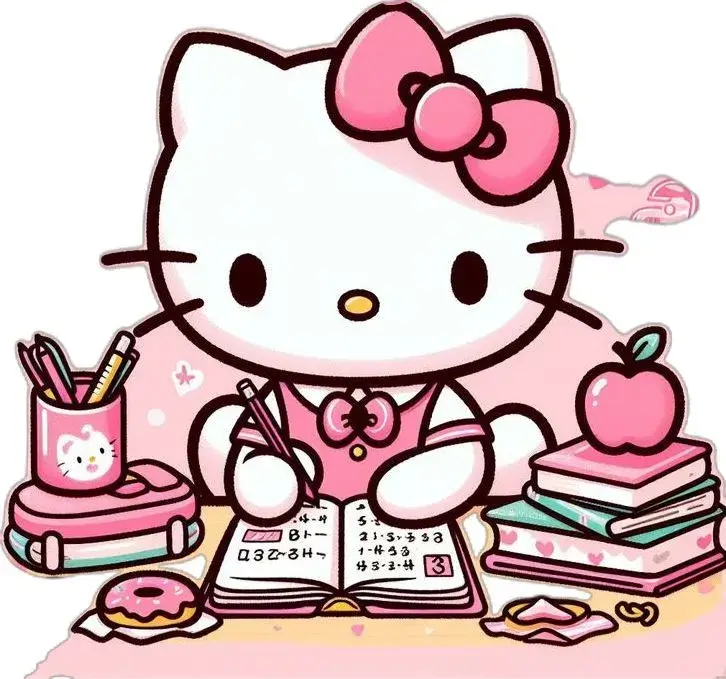 Hình minh họa mèo hồng hồn nhiên cực đáng yêu.