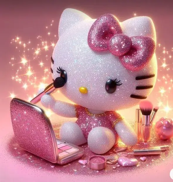 Avatar mèo kawaii đánh phấn hồng ngây thơ nét mặt hồn nhiên.