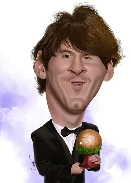 Ảnh biếm họa Messi với đôi mắt lấp lánh hài hước