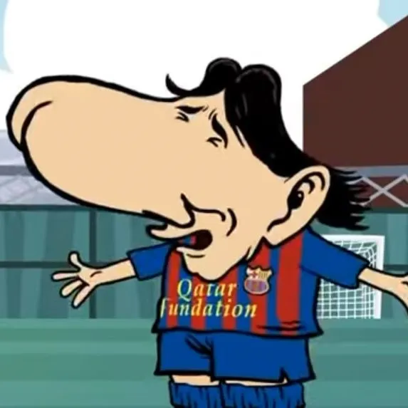 Ảnh biếm họa Messi đầu to gấp mười lần người