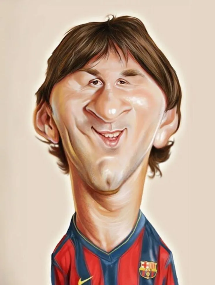 Biếm họa Messi gương mặt dài lệch đầy hài hước