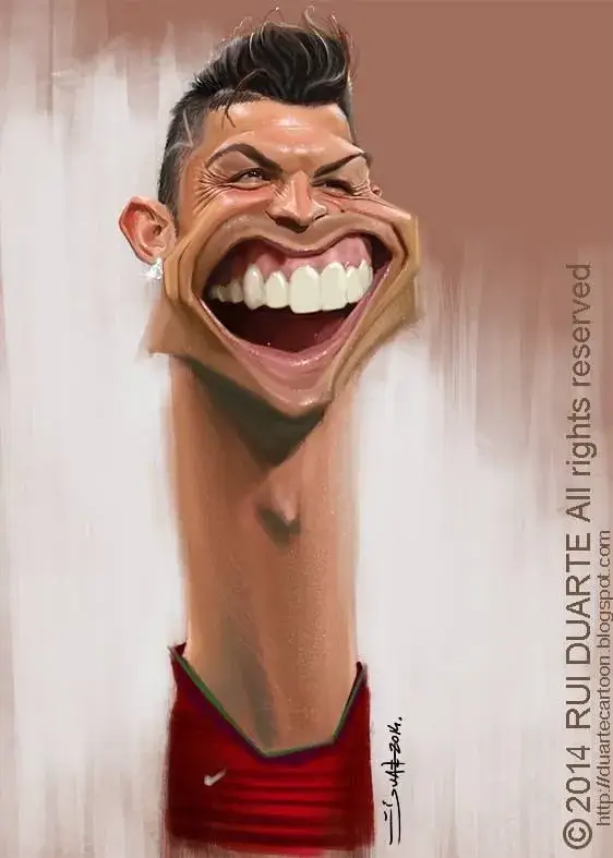 Tranh châm biếm Ronaldo hóa chú hề cầm bóng lăn