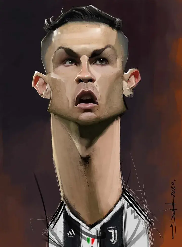 Tranh châm biếm Ronaldo với chiếc cổ dài ngoằng