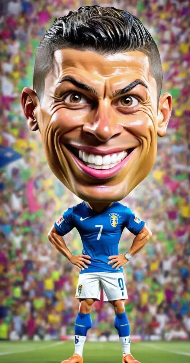 Ảnh biếm họa Ronaldo với nụ cười sáng bóng quá đà