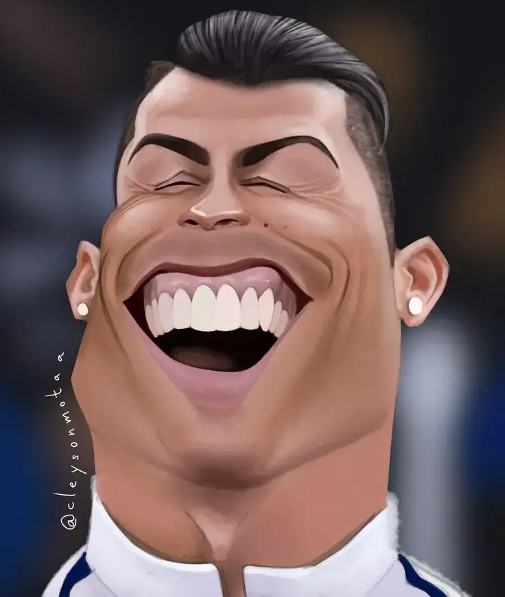 Hình chế Ronaldo cười híp mắt hài hước