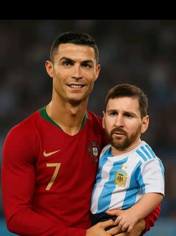 Ronaldo ẵm Messi tí hon trên tay