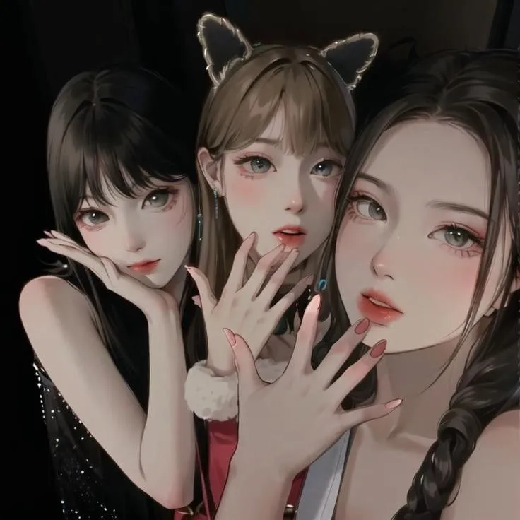 Avatar nhóm 3 người vô tri, gương mặt ngây ngô hài hước.