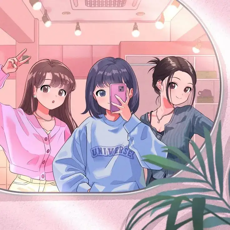 Bộ avatar 3 bạn ngầu, phong cách anime cực chất nổi bật.