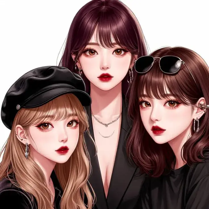 Avatar nhóm 3 người dễ thương, gắn kết tình bạn thân.