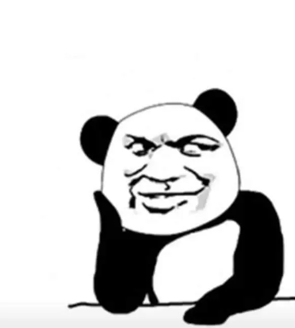 Biểu cảm gấu trúc mặt đểu dí dỏm, cử chỉ ranh mãnh.