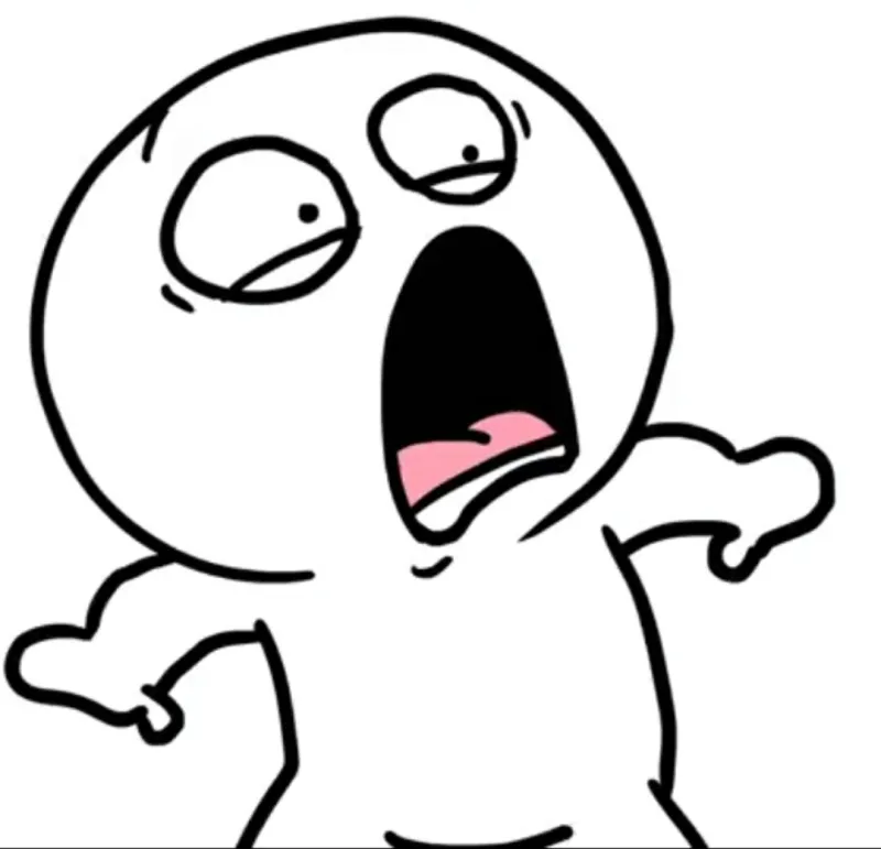 Biểu cảm người que bất ngờ gương mặt bối rối, nụ cười khổ sở