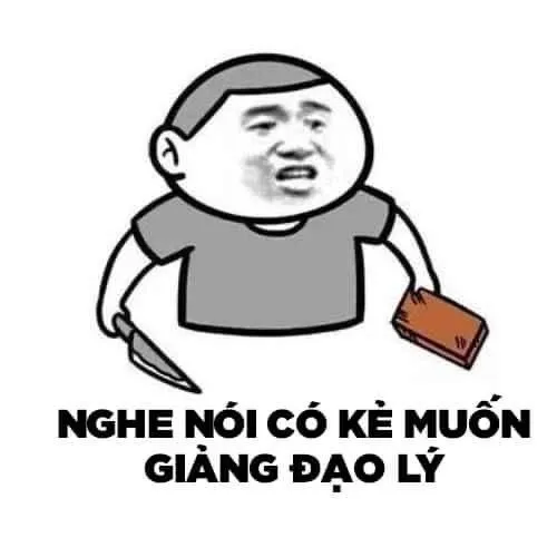 Meme cầm dao với biểu cảm phẫn nộ giả.