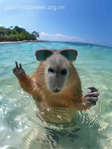 Meme chế capybara vô tri kiểu “não về quê chơi”.