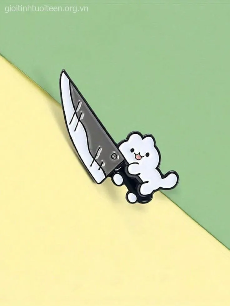 Sticker Ánh mắt mèo đáng sợ, tay chặt dao đầy uy hiếp.