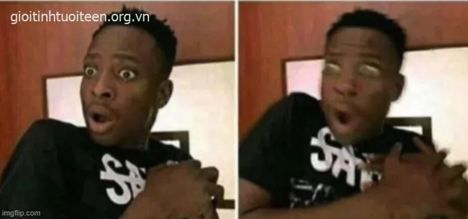 Meme há mồm choáng váng, ánh mắt sáng rực cực troll