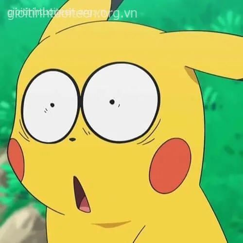 Hình ảnh Pikachu há mồm ngạc nhiên, ánh mắt trợn tròn cực troll