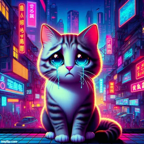 Ảnh mèo khóc che miệng đau khổ