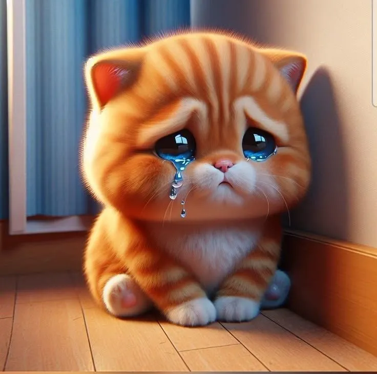 Mèo ôm đầu khóc nhìn tội nghiệp