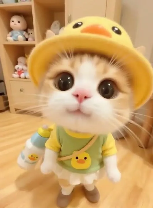 Ảnh mèo ngây thơ với đôi tai cụp và ánh mắt trong sáng.