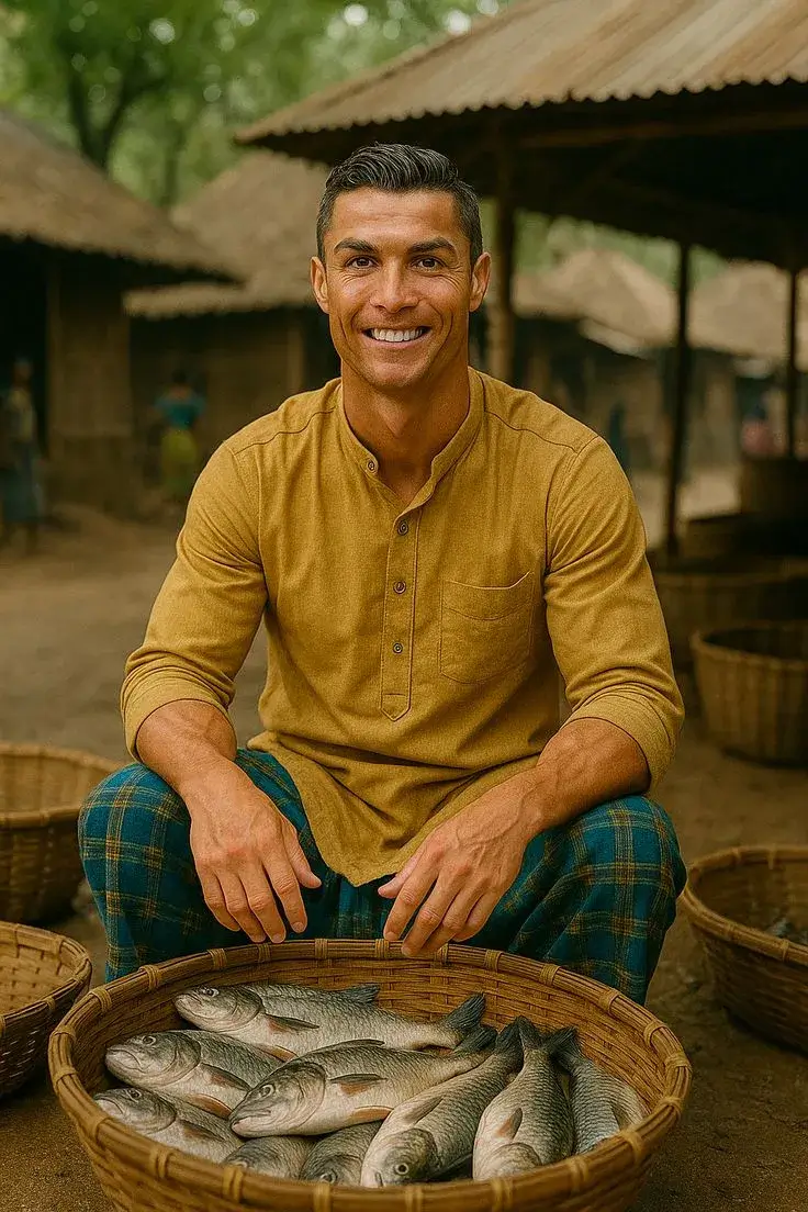 Ảnh chế Ronaldo lầy lội đang bán cá
