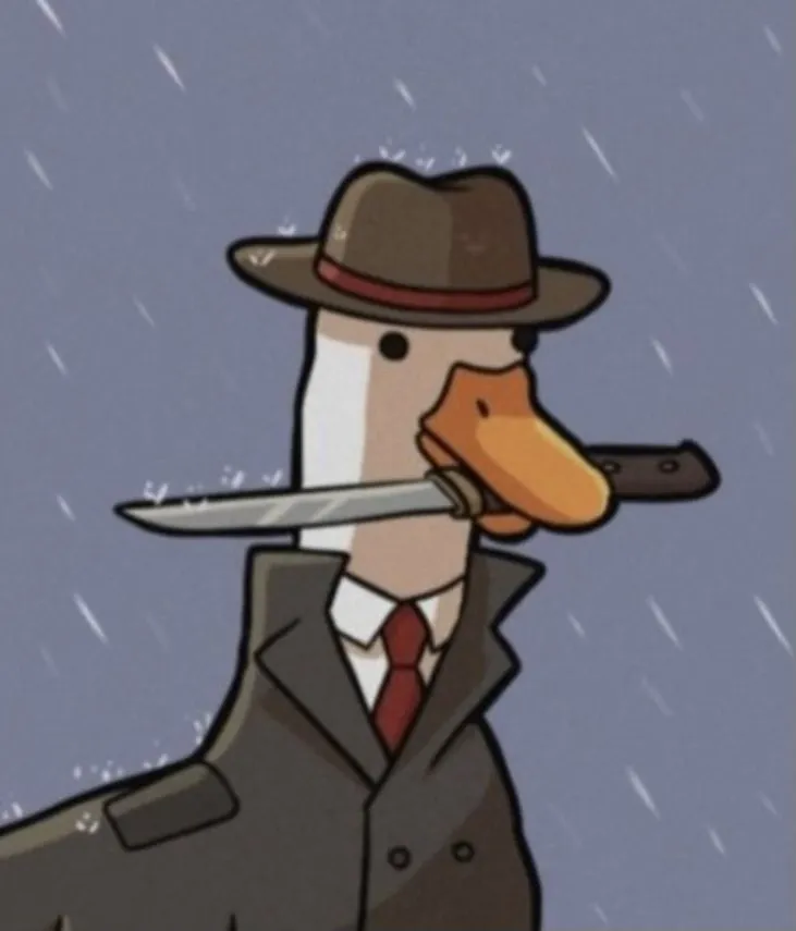 Meme vịt con cầm dao trong tư thế bựa.