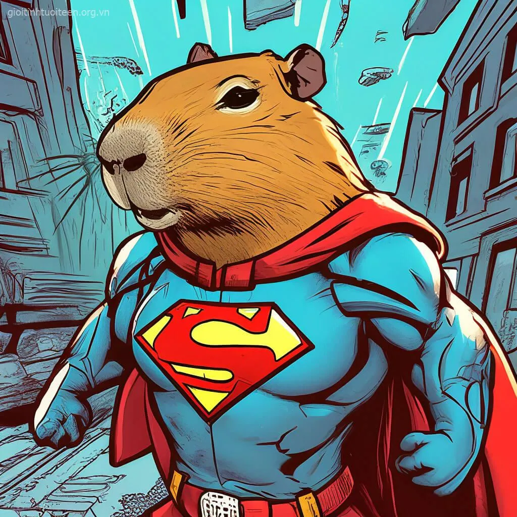 Meme capybara cosplay siêu nhân vui nhộn.