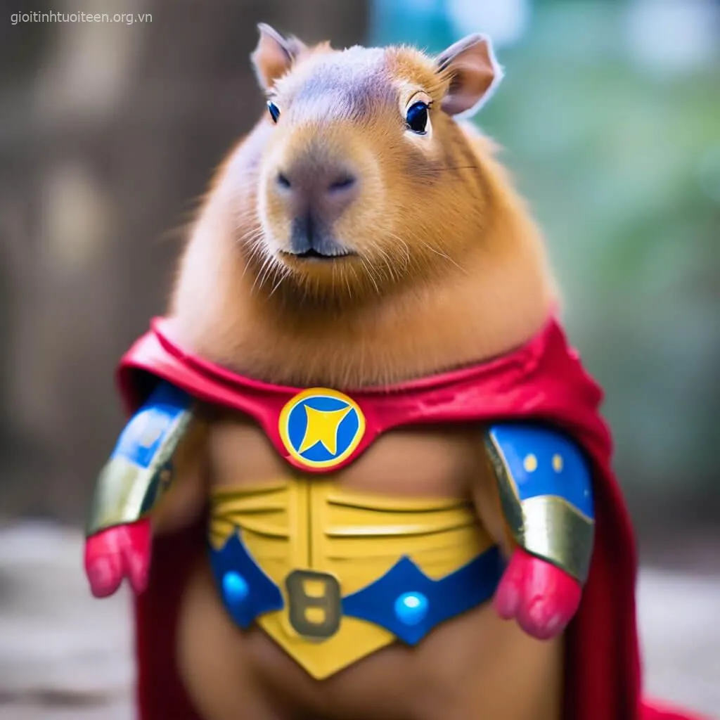 Avatar capybara mặc đồ Super Woman tinh quái.