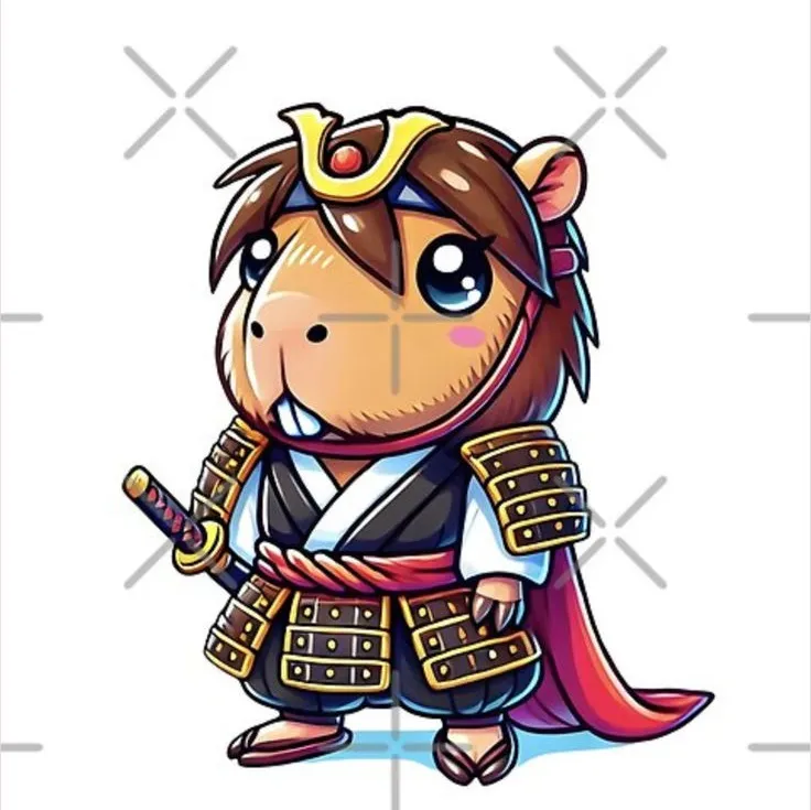 Hình capybara cosplay Samurai đầy gai.