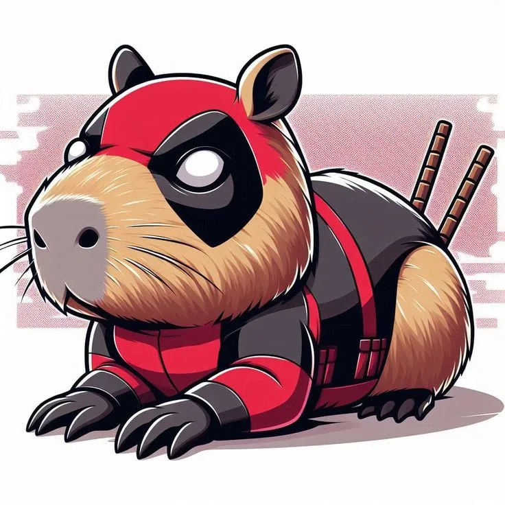 Capybara mặc đồ Deadpool cá tính.