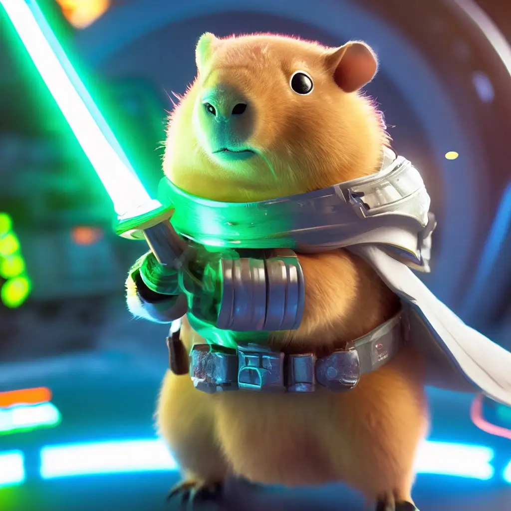 Avatar capybara cầm kiếm ánh sáng