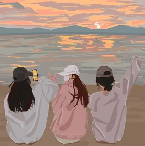 Bộ avatar 3 bạn vô tri, nét mặt đơ đầy hài hước.