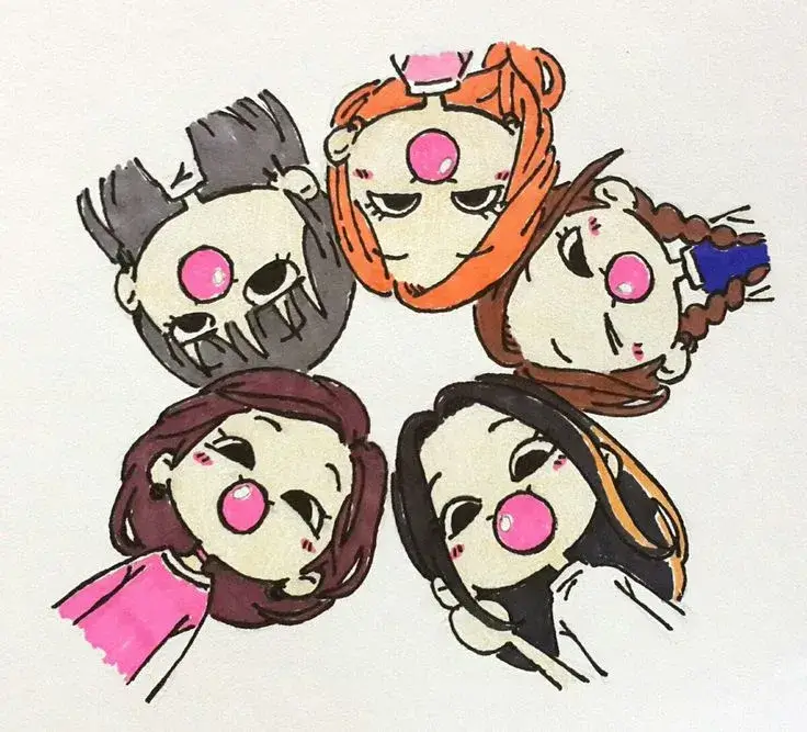 Ảnh đại diện team 5 người cute phong cách chibi