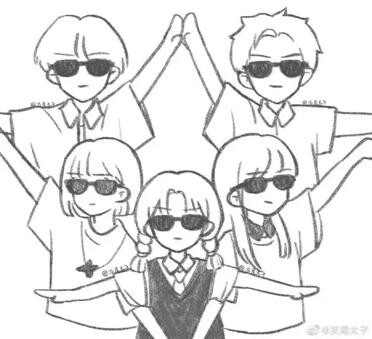 Avatar nhóm bạn 5 người 2 nam 3 nữ