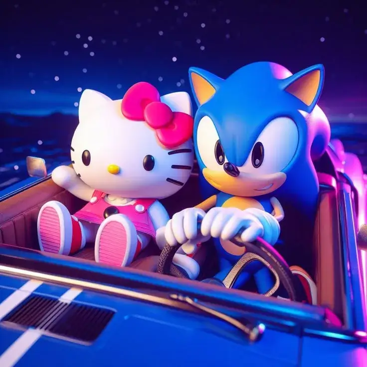 Hình anime cặp Kitty Sonic tình yêu.