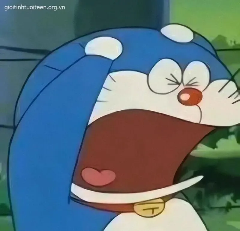 Biểu cảm Doremon bất ngờ ánh mắt cười gượng