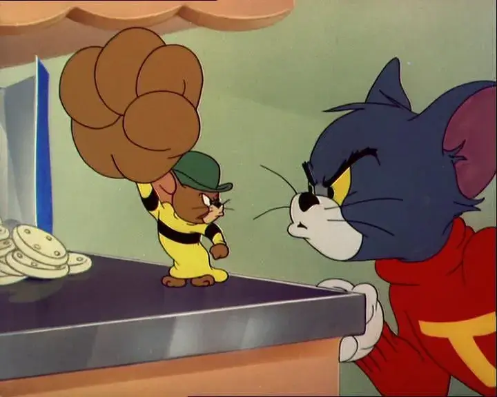 Jerry khoái chí khi nhìn Tom mắc bẫy khó xử.