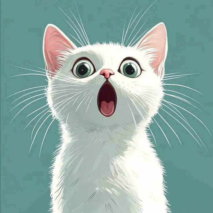 Mèo trắng choáng váng há mồm cực hài hước