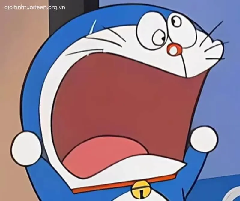 Biểu cảm mèo máy Doremon há hốc mồm cực hài troll