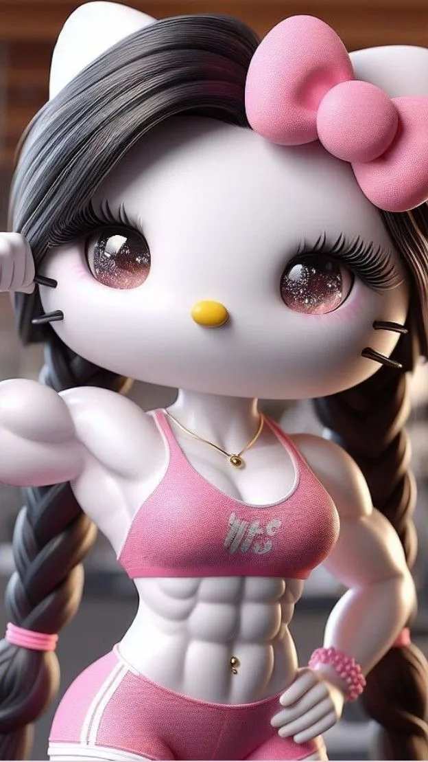 Kitty vạm vỡ thân hình to khỏe khiến ai cũng bật cười.