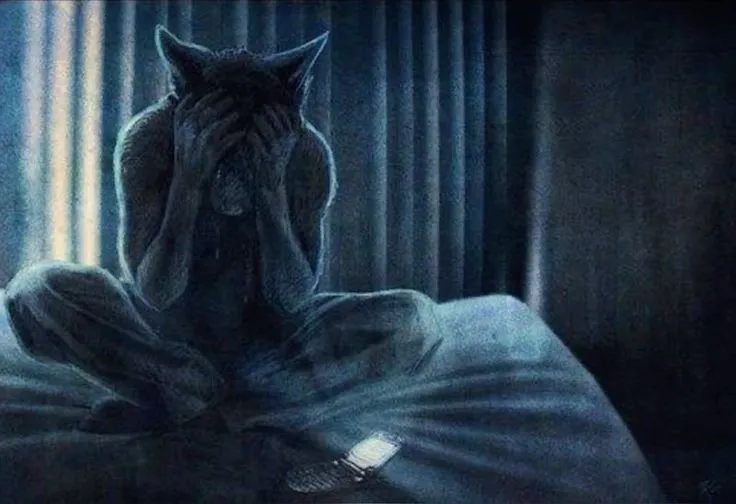 Meme sói cô độc, toát khí chất ma mị.